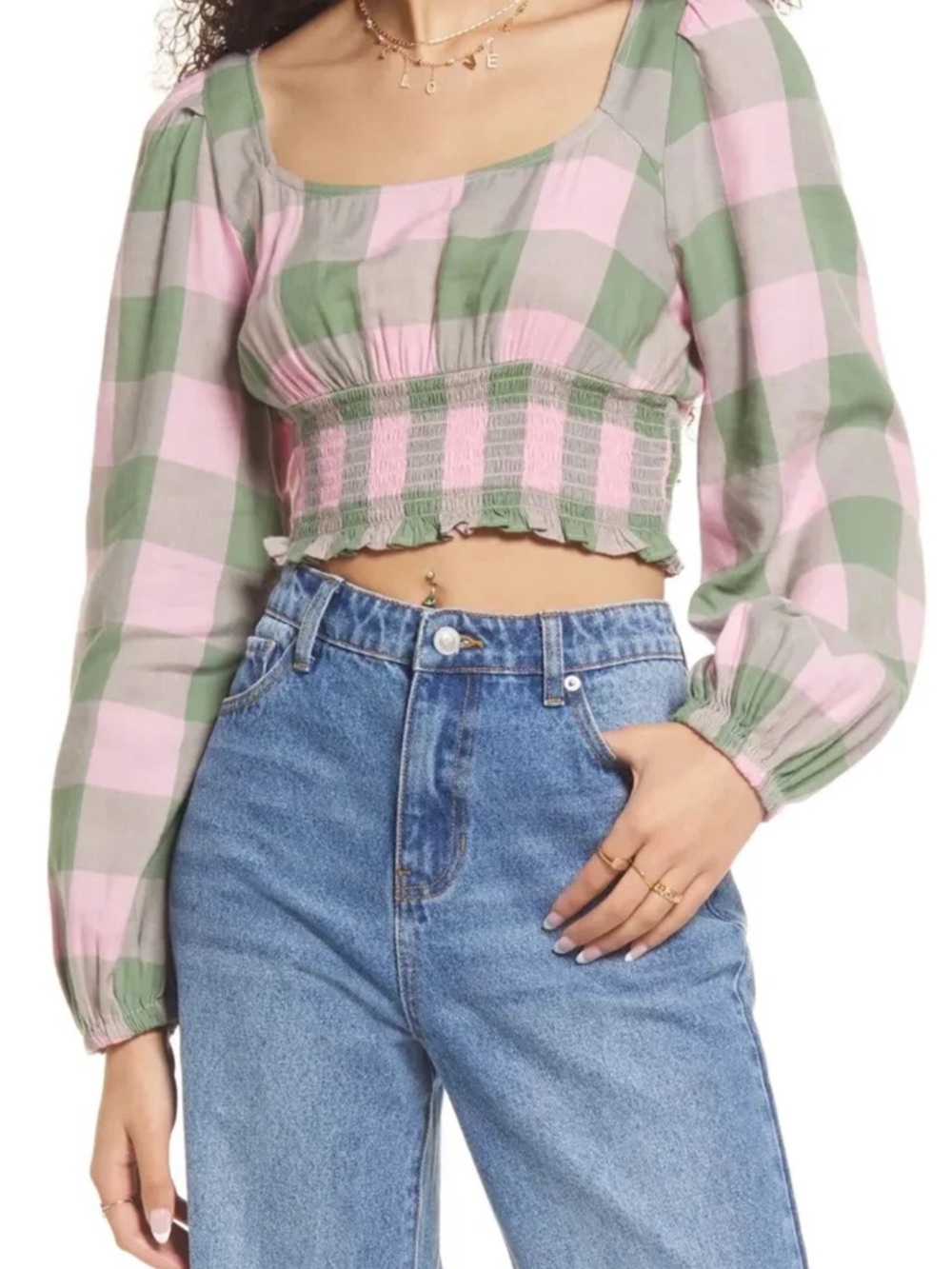 BP. Dreamy Smocked Long Sleeve Crop Top from Nordstrom NWT Medium - Large